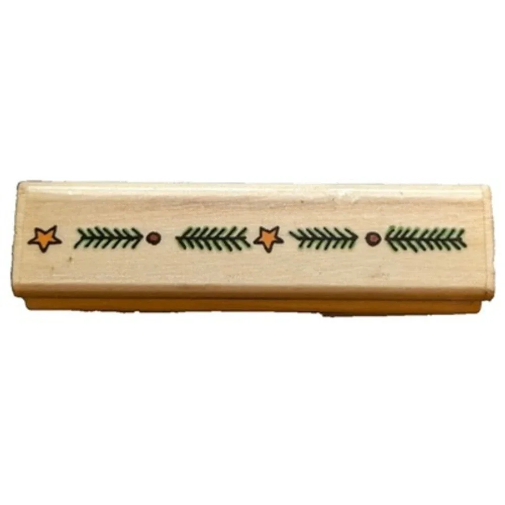 Uptown Star Fir Border Evergreen D25016 Rubber Stamp Wood #G7